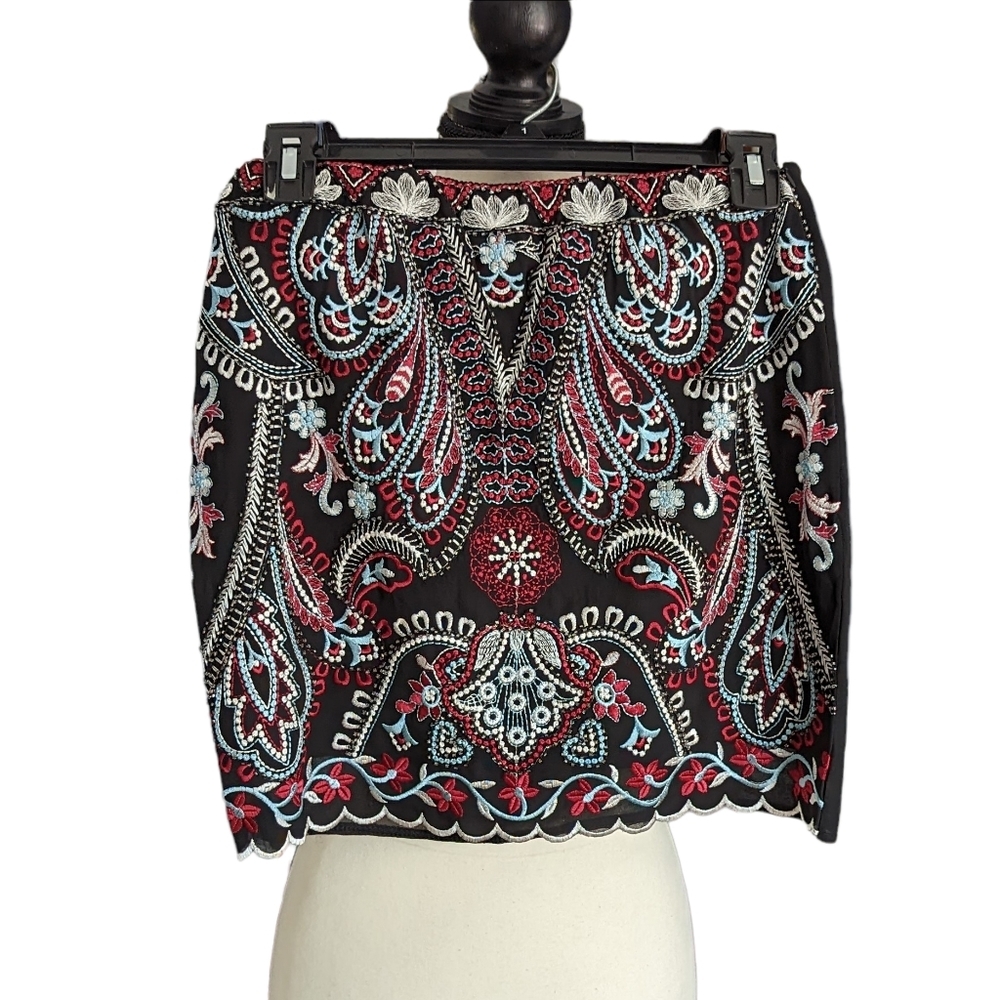 NWT Molly Bracken Embroidered Gypsy Mini Skirt Size XS - Picture 2 of 11